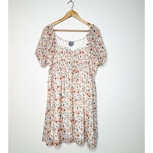 ARULA Floral Smocked Mini Babydoll Dress Size 1X